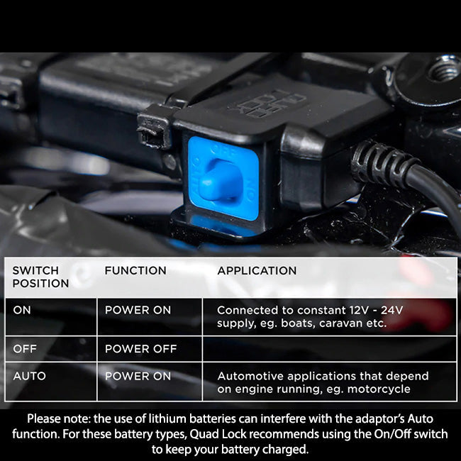 **QUAD LOCK Motorcycle - Waterproof 12v to USB Smart Adaptor