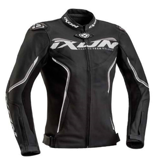 IXON TRINITY LADY Adult Sport Leather Jacket - Black / White / Grey
