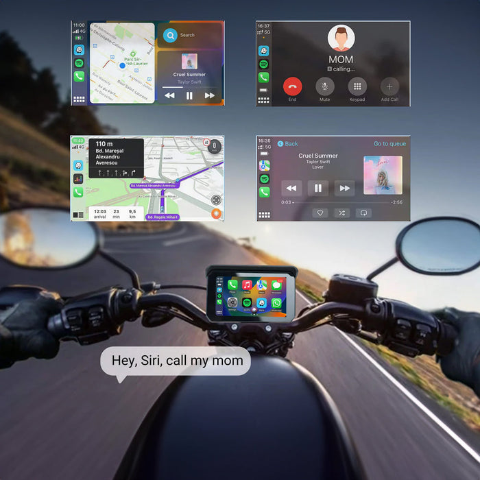 **OTTOCAST WIRELESS CARPLAY & ANDROID AUTO 5" SCREEN + CAMERAS FOR MOTORCYCLES IPX7