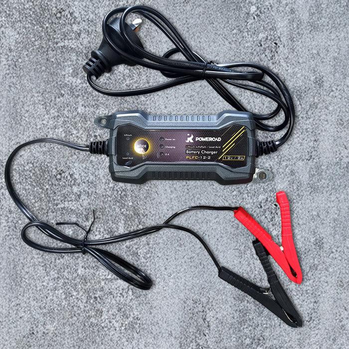 **POWEROAD Battery Charger 12V/2A Lithium/Lead Acid