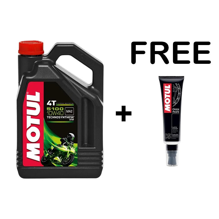 MOTUL 5100 4T 10W40 4L + FREE C5 CHAIN PASTE 150ML