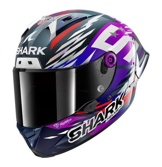 **SHARK AERON GP FIM Racing #2 Replica Zarco Signature 26 Full Face Road Helmet - Carbon/Violet/Chrome