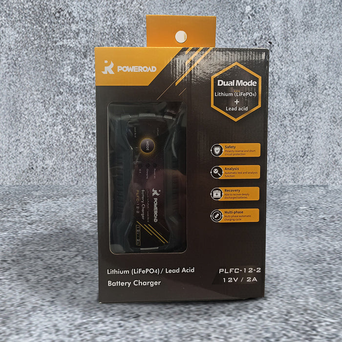 **POWEROAD Battery Charger 12V/2A Lithium/Lead Acid