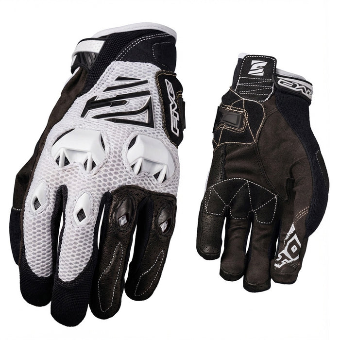 FIVE DH Motorcycle Adult Gloves - White / Black