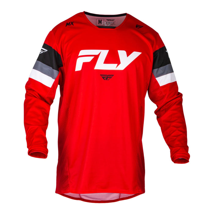 FLY Racing Youth Kinetic Prix MX Jersey - Red / White / Grey