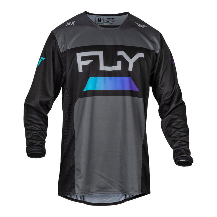 FLY Racing Kinetic Reload Adult MX Jersey - Charcoal / Black / Blue Iridium
