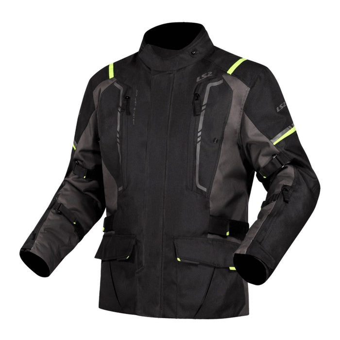 *LS2 NARVIK Adult Road Jacket - Grey / Black / Hi-Viz Yellow