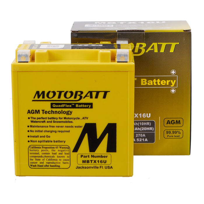 MOTOBATT Quadflex AGM Motocycle Battery - MBTX16U