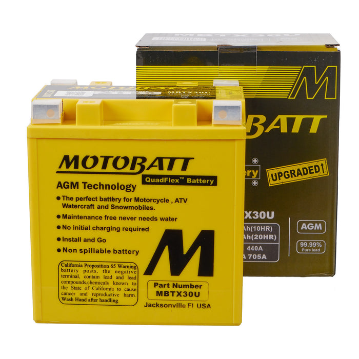 **MOTOBATT Quadflex AGM Motocycle Battery - MBTX30U