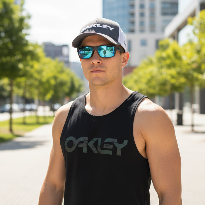 Oakley Drop Point Sunglasses - Matt Dark Grey w PRIZM Sapphire Polarized Lens