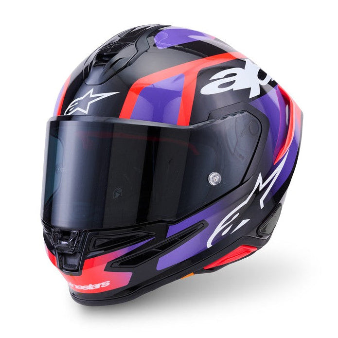 **ALPINESTARS Supertech R7 Lumen Adult Road Helmet - Black/Purple/Fluoro Red/Gloss White