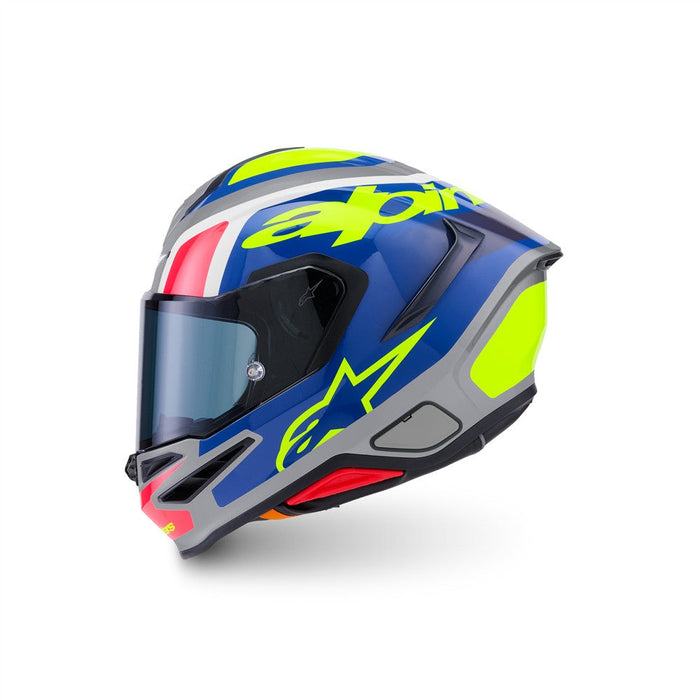 **ALPINESTARS Supertech R7 Lumen Adult Road Helmet - Silver/Blue/Pink/Fluoro Yellow