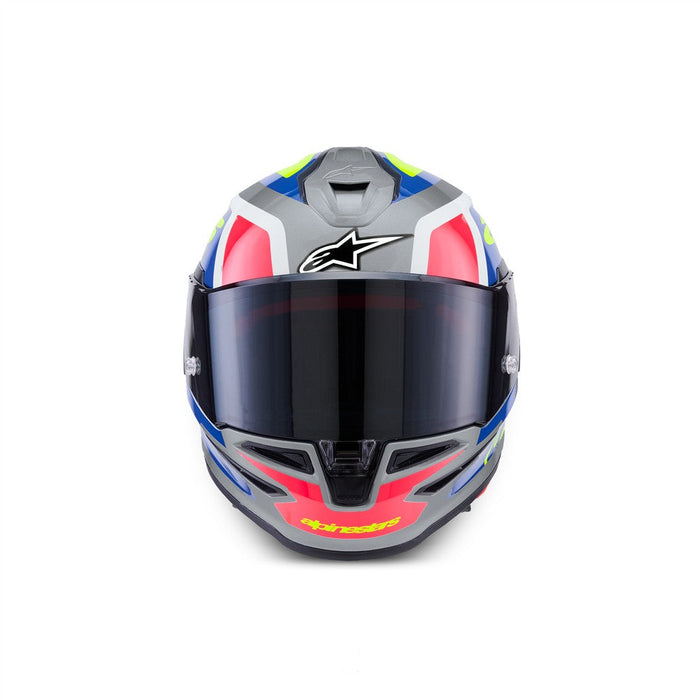 **ALPINESTARS Supertech R7 Lumen Adult Road Helmet - Silver/Blue/Pink/Fluoro Yellow