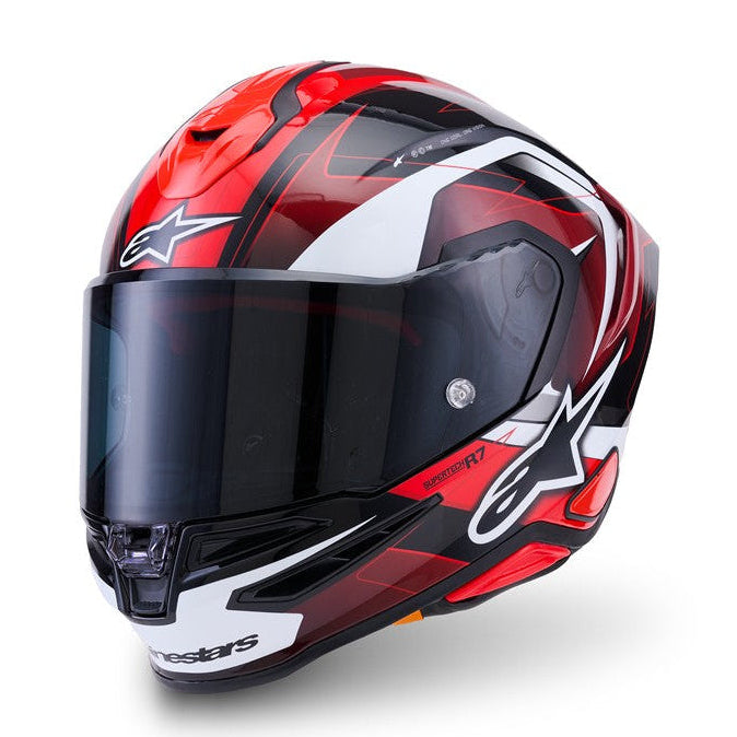**ALPINESTARS Supertech R7 Kinetis Adult Road Helmet - Black/Red/Gloss White