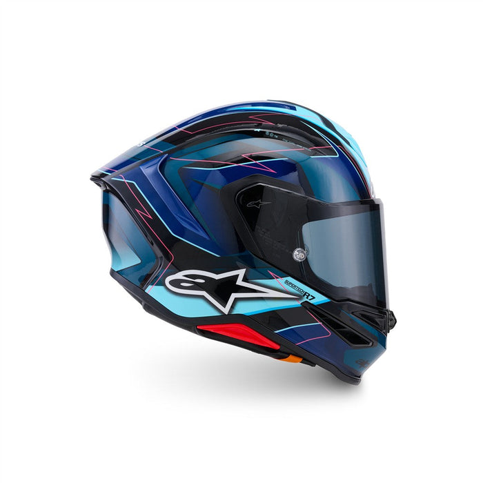 **ALPINESTARS Supertech R7 Kinetis Adult Road Helmet - Black/Blue/Fluoro Pink/Gloss White