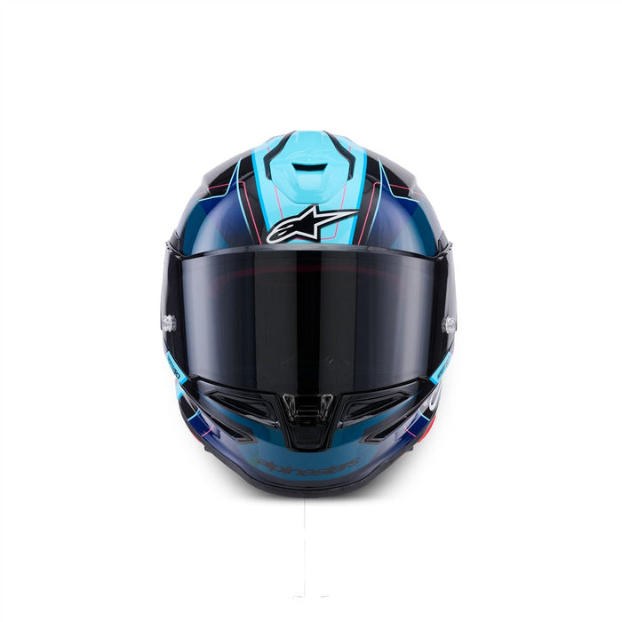 **ALPINESTARS Supertech R7 Kinetis Adult Road Helmet - Black/Blue/Fluoro Pink/Gloss White