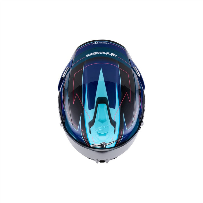 **ALPINESTARS Supertech R7 Kinetis Adult Road Helmet - Black/Blue/Fluoro Pink/Gloss White