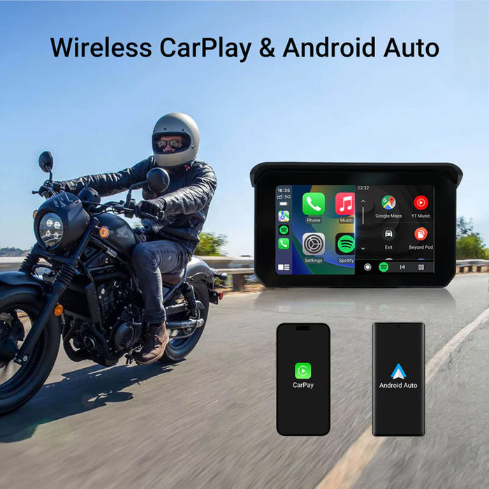**OTTOCAST WIRELESS CARPLAY & ANDROID AUTO 5" SCREEN + CAMERAS FOR MOTORCYCLES IPX7