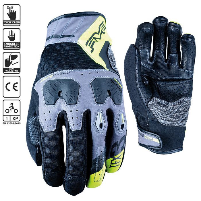 FIVE TFX3 AIRFLOW Motorcycle Adult Gloves - Grey/Yellow