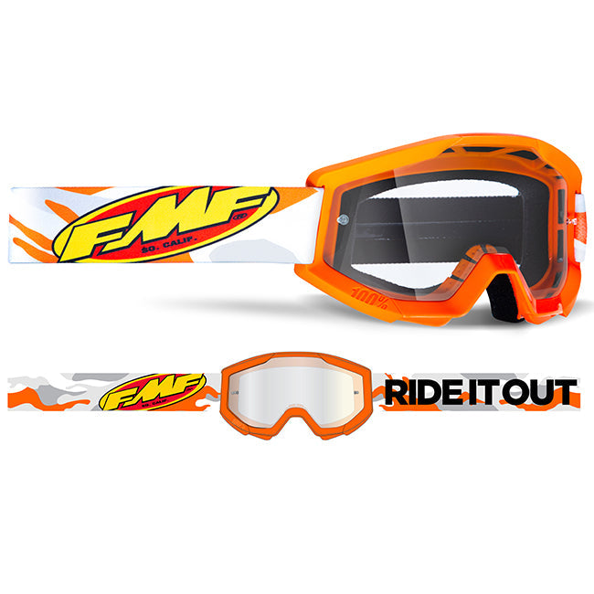 FMF POWERCORE Youth MX Goggles with Clear Lens - Assault Grey