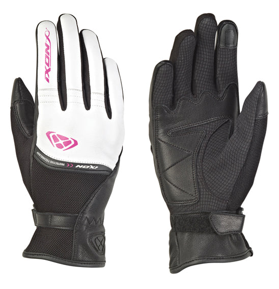 IXON RS SHINE 2 Women Urban Leather/Textile Adult Gloves - Black/White/Fuchsia