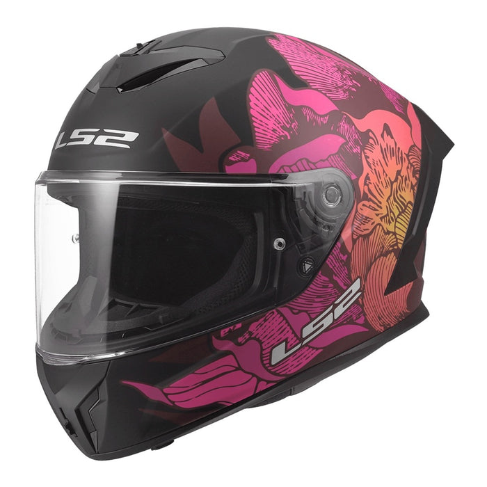 LS2 FF820 Rapid III Popppies Road Helmet - Black/Pink