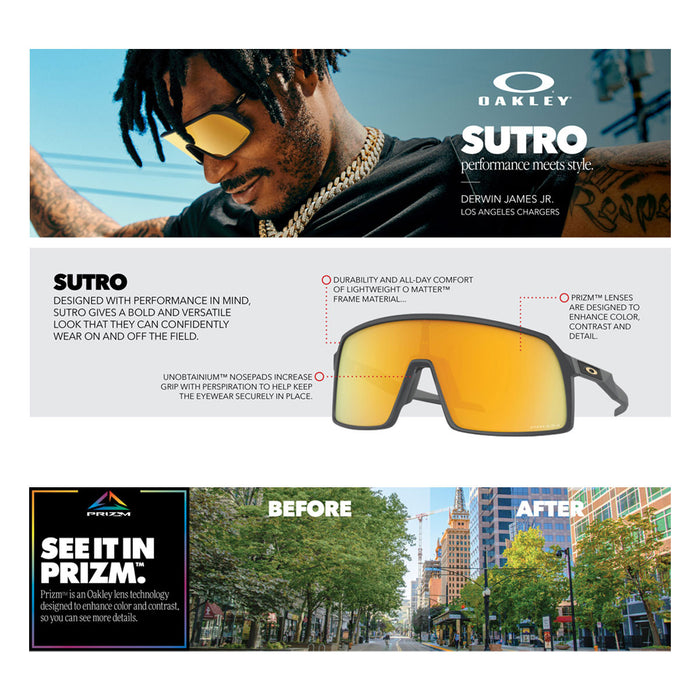 OAKLEY Sutro Sunglasses - Matt Carbon Frame w PRIZM 24K Lens