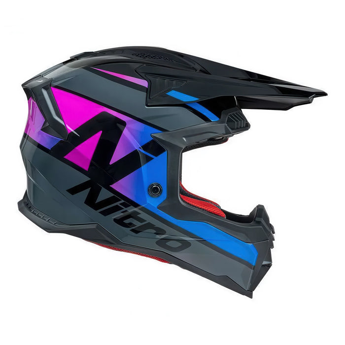 *NITRO 710 Onyx Adult MX Helmet - Black/Pink/Blue