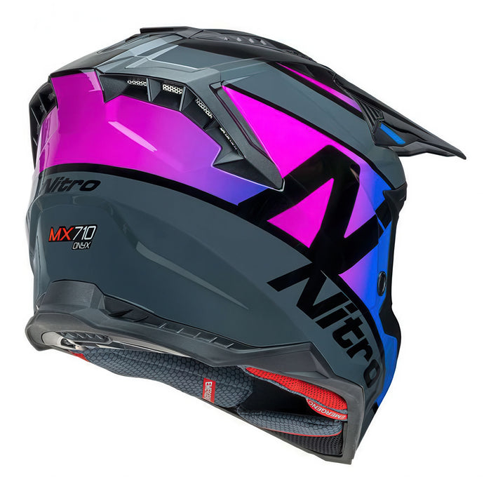 *NITRO 710 Onyx Adult MX Helmet - Black/Pink/Blue