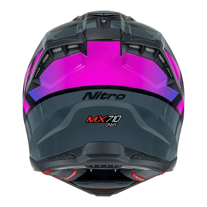 *NITRO 710 Onyx Adult MX Helmet - Black/Pink/Blue