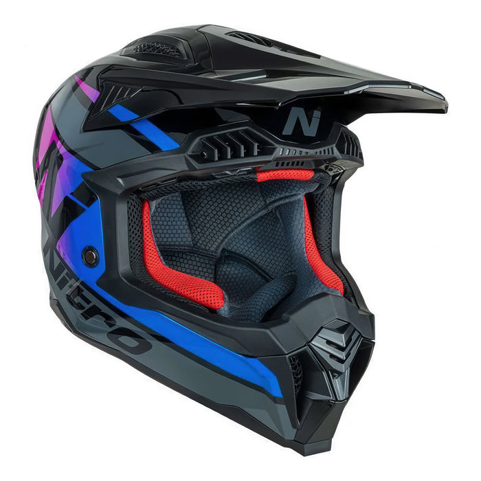 *NITRO 710 Onyx Adult MX Helmet - Black/Pink/Blue