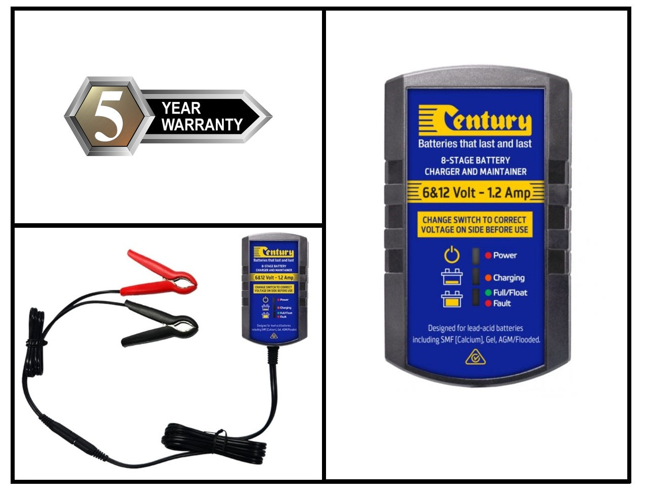 CENTURY 6 & 12 Volt Battery Charger and Maintainer — FORZA