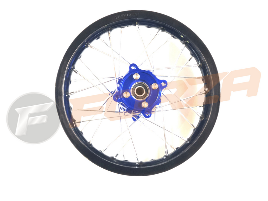 FORZA 12 inch Rear Disc Wheel with 7075 Alloy Black Rim, Blue CNC Hub,